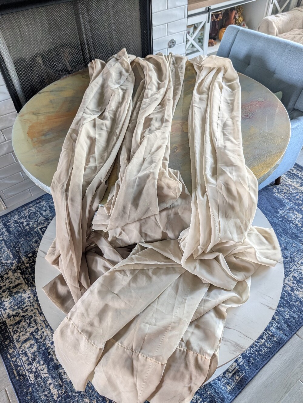 JCPenney Home Collection Lisette Sheer Curtain Panel Beige Size 95"X60" 2 Panels
